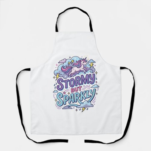 Unicorn Stormy but Sparkly Retro Style Cute Gift D Apron