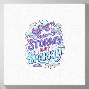 Unicorn Stormy but Sparkly Retro Style Cute Gift D Canvas Photo Tile