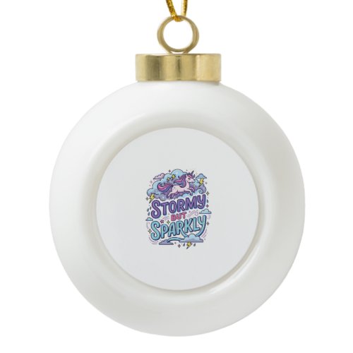 Unicorn Stormy but Sparkly Retro Style Cute Gift D Ceramic Ball Christmas Ornament