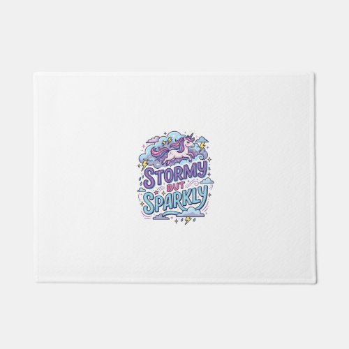 Unicorn Stormy but Sparkly Retro Style Cute Gift D Doormat