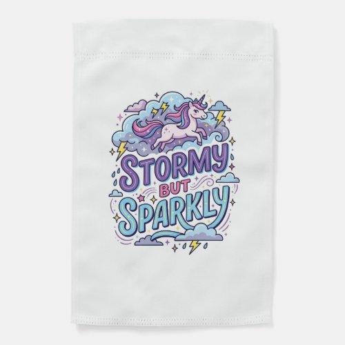 Unicorn Stormy but Sparkly Retro Style Cute Gift D Garden Flag