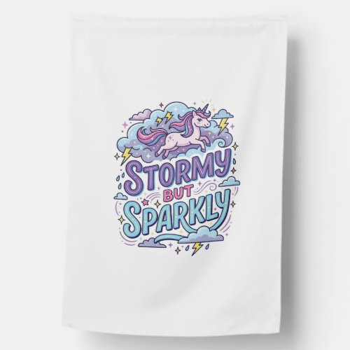 Unicorn Stormy but Sparkly Retro Style Cute Gift D House Flag