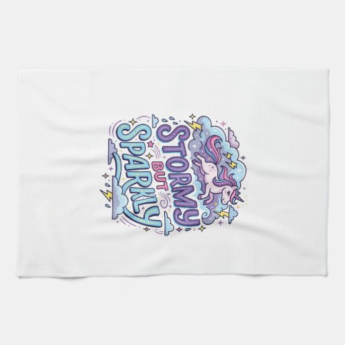 Unicorn Stormy but Sparkly Retro Style Cute Gift D Kitchen Towel