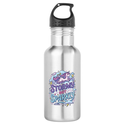 Unicorn Stormy but Sparkly Retro Style Cute Gift D Stainless Steel Water Bottle