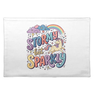 Unicorn Stormy but Sparkly Whimsical Merch Design_ Cloth Placemat