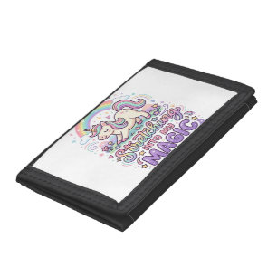 Unicorn Stretching Into My Magic Bold Typography S Trifold Wallet