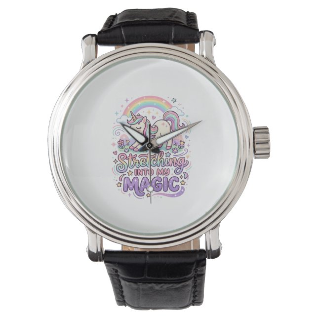 Unicorn Stretching Into My Magic Bold Typography S Watch (Front)