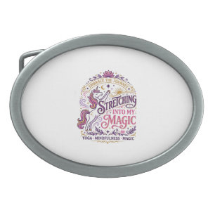Unicorn Stretching Into My Magic Stylish White Bac Belt Buckle