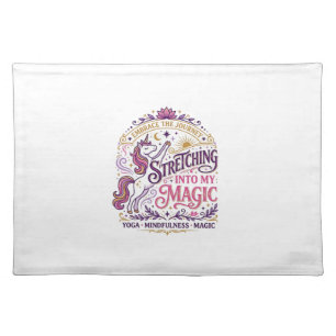 Unicorn Stretching Into My Magic Stylish White Bac Cloth Placemat