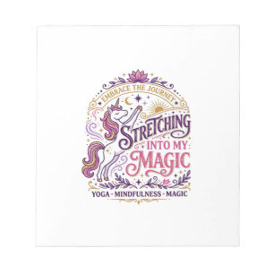 Unicorn Stretching Into My Magic Stylish White Bac Notepad