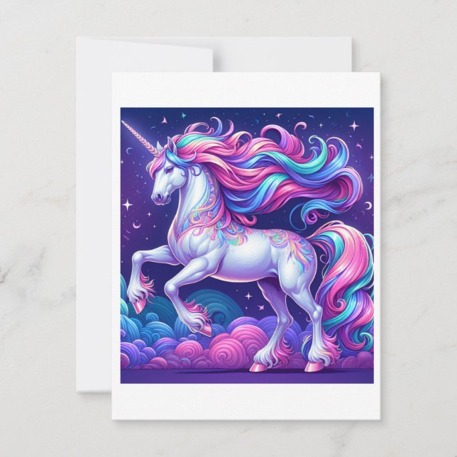 Unicorn Study G - Fantasy AI Holiday Card (Front)