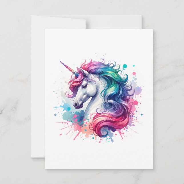 Unicorn Study K - Fantasy AI Holiday Card (Front)