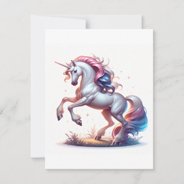 Unicorn Study N - Fantasy AI Holiday Card (Front)