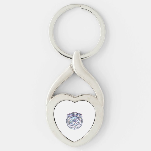 Unicorn Sugar Rush Unicorn Funny Cute Gift Design_ Keychain (Front)