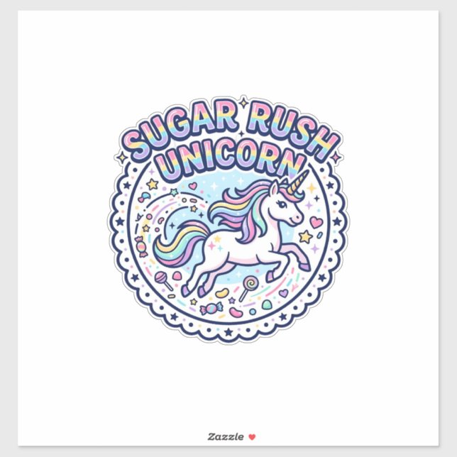 Unicorn Sugar Rush Unicorn Funny Cute Gift Design_ Sticker (Sheet)