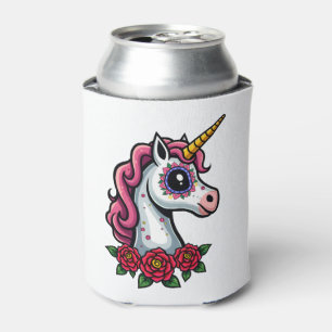 Unicorn Sugar Skull Mexican Art, Christmas T-Shirt Can Cooler