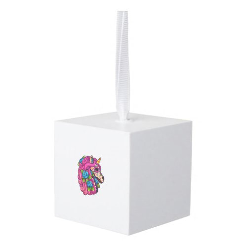 Unicorn Sugar Skull Mexico Calavera Dia De Los Mue Cube Ornament