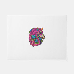 Unicorn Sugar Skull Mexico Calavera Dia De Los Mue Doormat