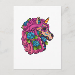 Unicorn Sugar Skull Mexico Calavera Dia De Los Mue Postcard