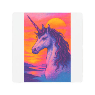Unicorn Sunset Vibes Metal Print