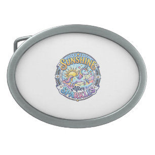 Unicorn Sunshine After Sparkles POD Ready Marketpl Belt Buckle