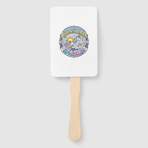 Unicorn Sunshine After Sparkles POD Ready Marketpl Hand Fan