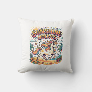 Unicorn Sunshine Hooves Commercial Sticker and Shi Throw Pillow