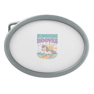 Unicorn Sunshine Hooves Trendy Graphic Tee Design_ Belt Buckle