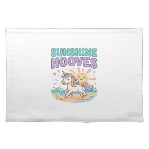 Unicorn Sunshine Hooves Trendy Graphic Tee Design_ Cloth Placemat