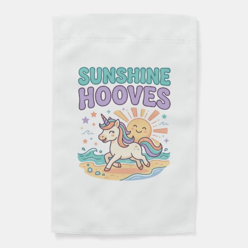 Unicorn Sunshine Hooves Trendy Graphic Tee Design_ Garden Flag
