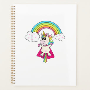 Unicorn Superhero flies to the rainbow T-Shirt T-S Planner