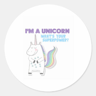 Unicorn Superpower Classic Round Sticker