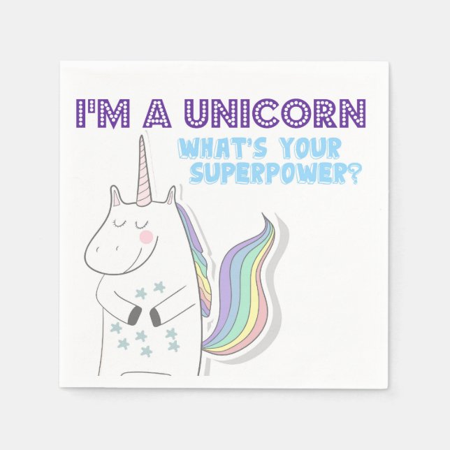 Unicorn Superpower Paper Napkins (Front)