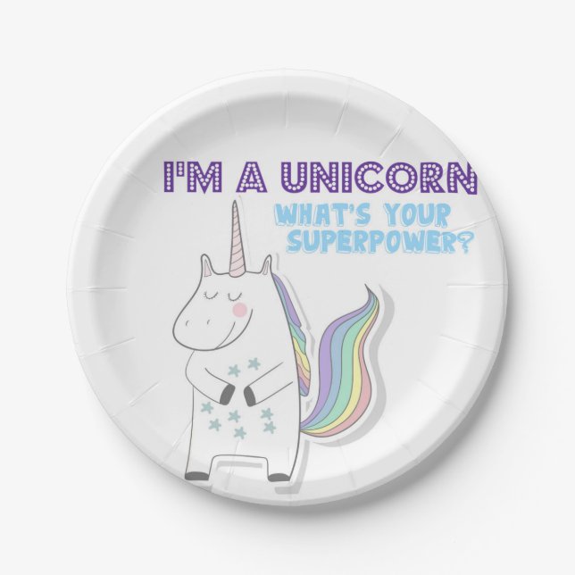 Unicorn Superpower Paper Plates (Front)