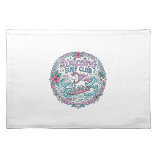 Unicorn Surf Club Playful Shirt Graphic_1 Cloth Placemat