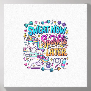 Unicorn Sweat Now Sparkle Later Gift Idea Vector D Canvas Photo Tile