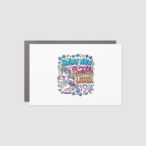 Unicorn Sweat Now Sparkle Later Gift Idea Vector D Car Magnet
