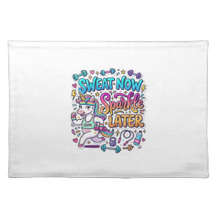 Unicorn Sweat Now Sparkle Later Gift Idea Vector D Cloth Placemat