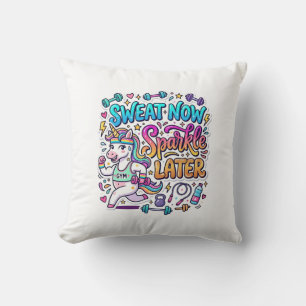 Unicorn Sweat Now Sparkle Later Gift Idea Vector D Throw Pillow