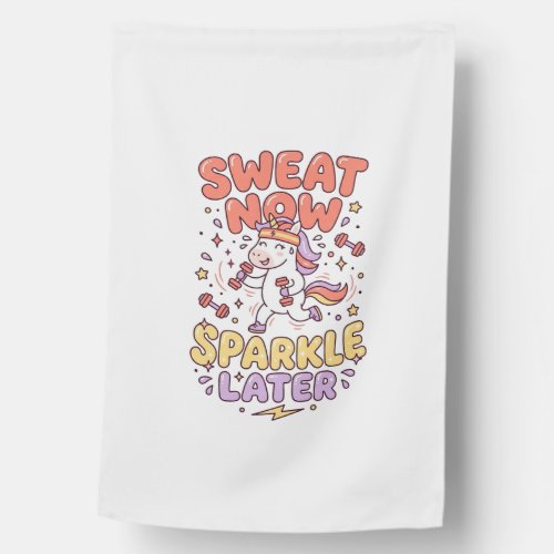 Unicorn Sweat Now Sparkle Later Print Ready Zazzle House Flag