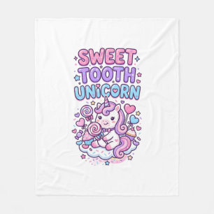 Unicorn Sweet Tooth Unicorn Cute Pastel Cute Gift  Fleece Blanket