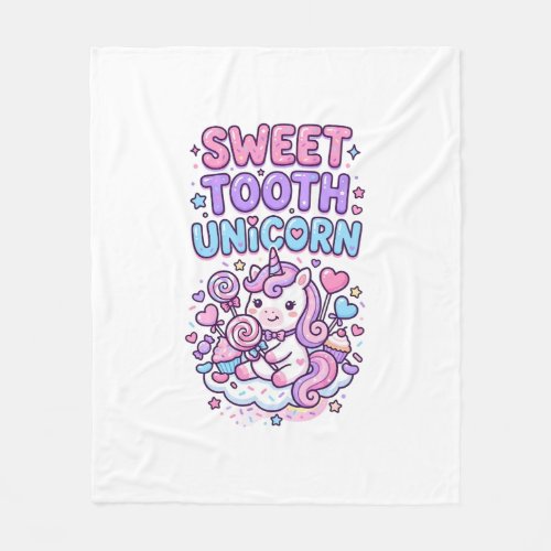 Unicorn Sweet Tooth Unicorn Cute Pastel Cute Gift Fleece Blanket