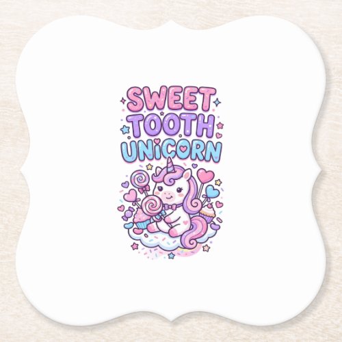 Unicorn Sweet Tooth Unicorn Cute Pastel Cute Gift Paper Coaster