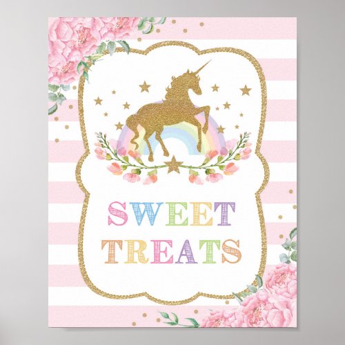 Unicorn Sweet Treats Birthday Party Baby Shower Poster