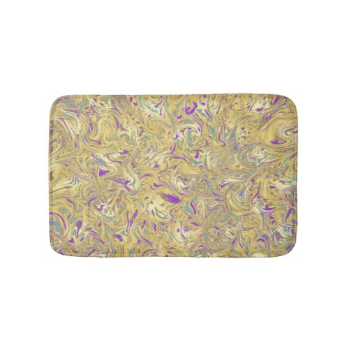 Unicorn Swirl Purple Blue Gold Glitter Glam Bath Mat
