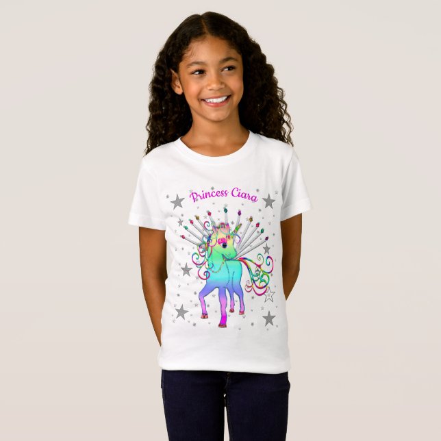 Unicorn T Shirt, Girls, Name Insert on front T-Shirt (Front Full)