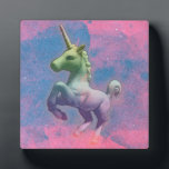 Unicorn Tabletop Plaque 5.25in (Cupcake Pink)<br><div class="desc">This majestic unicorn leaps before a sweetly delicious pink and blue background,  leaving a hint of stars in its wake. Several other unicorn colors and designs available for same item.</div>