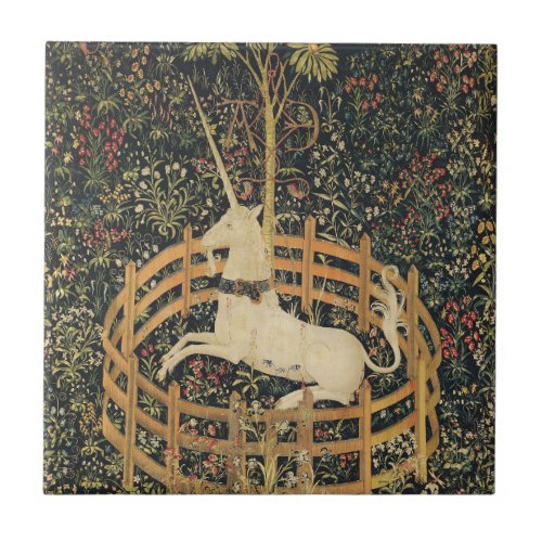 Unicorn Tapestries Captivity Medieval Tapestry Ceramic Tile