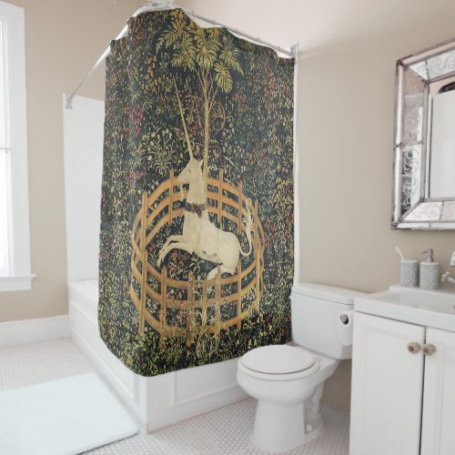 Unicorn Tapestries Captivity Medieval Tapestry Shower Curtain