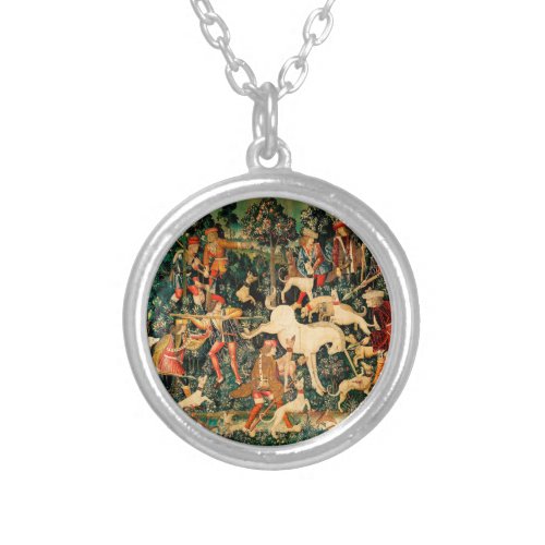 Unicorn Tapestries Defends Hunt  Silver Plated Necklace